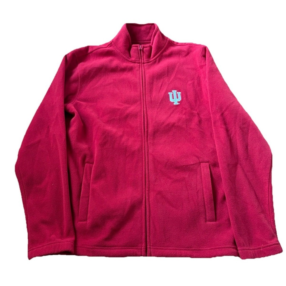 Indiana Hoosiers Mens S Red Full Zip Fleece‎ Pullover NCAA Gear Vintage